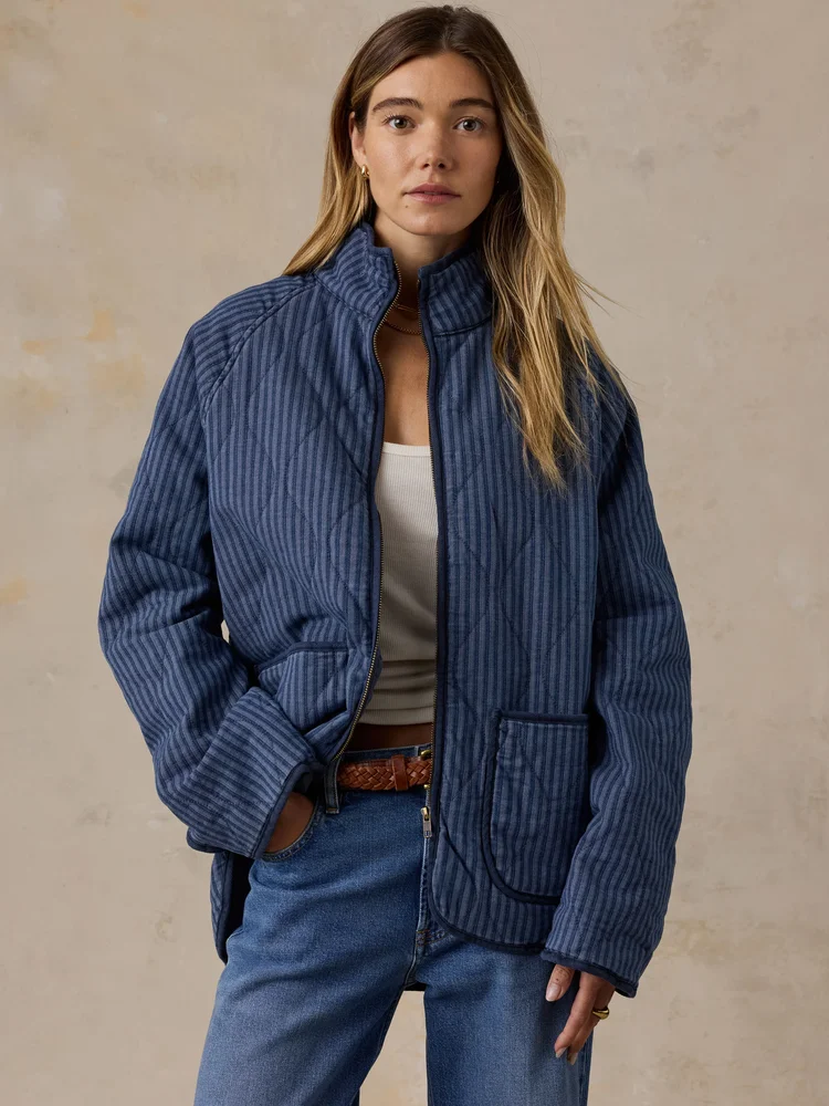 Topsail Quilted Jacket, Riverline Stripe