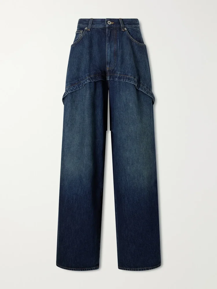 Tiered mid-rise wide-leg jeans