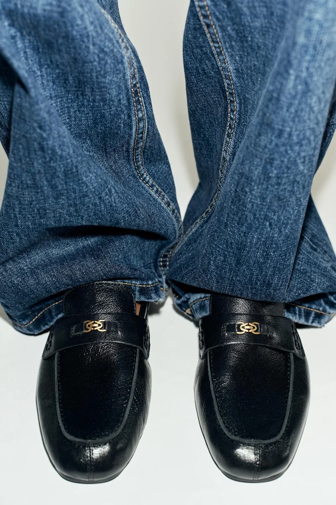 Leather Loafers with Metal Hardware