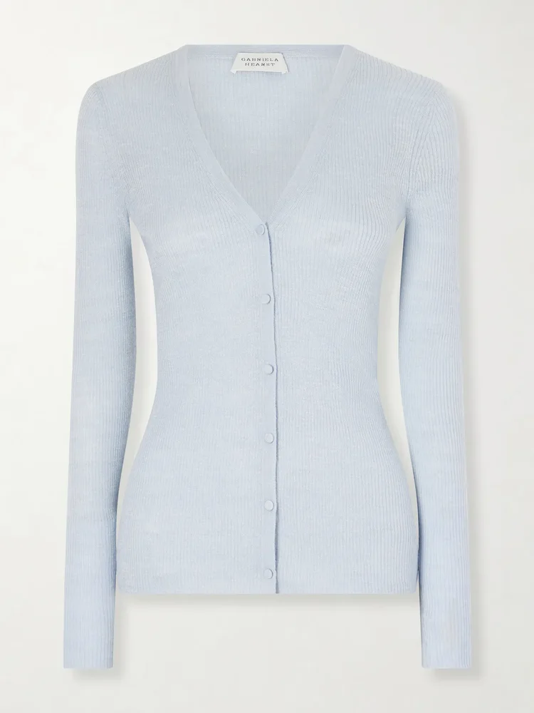 Aiste ribbed cashmere, silk and hemp-blend cardigan