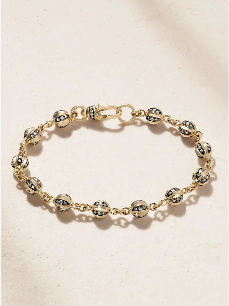 14-karat gold rhodium-plated diamond bracelet