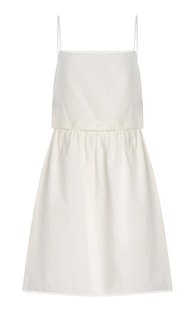 Buttoned Cotton-Linen Mini Dress