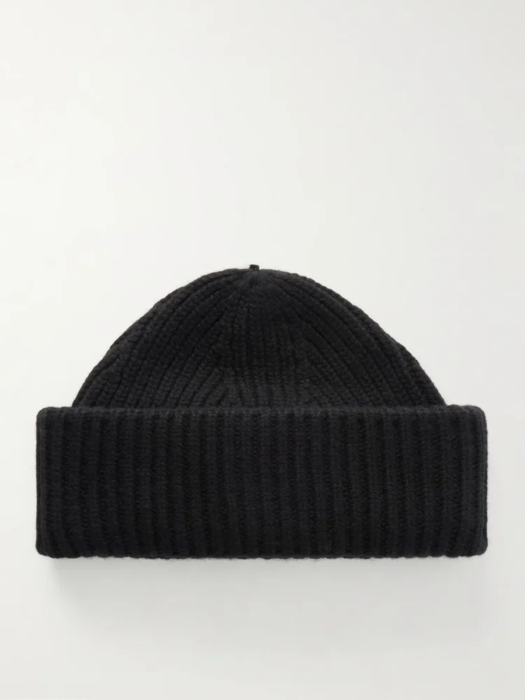Ribbed wool and cashmere-blend beanie