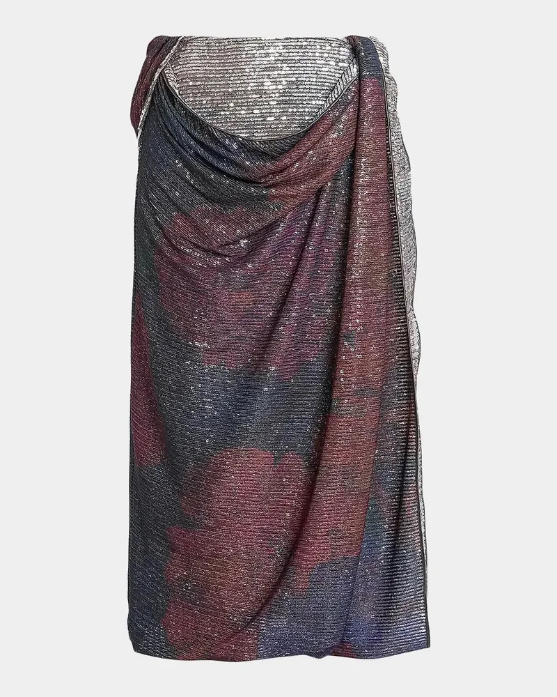Sequined Draped Midi Skirt