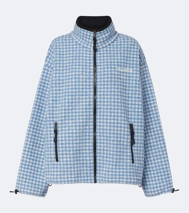 Gingham fleece jacket