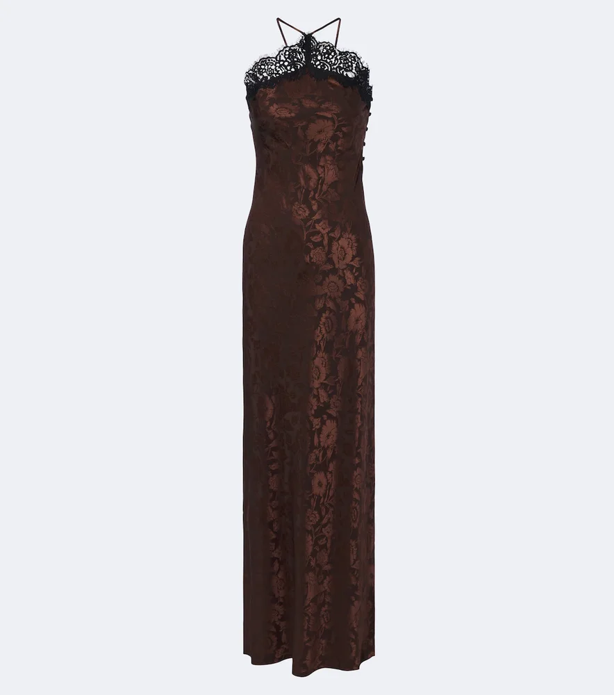 Rue floral jacquard silk-blend gown