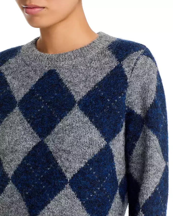 Argyle Crewneck Long Sleeve Sweater - Exclusive