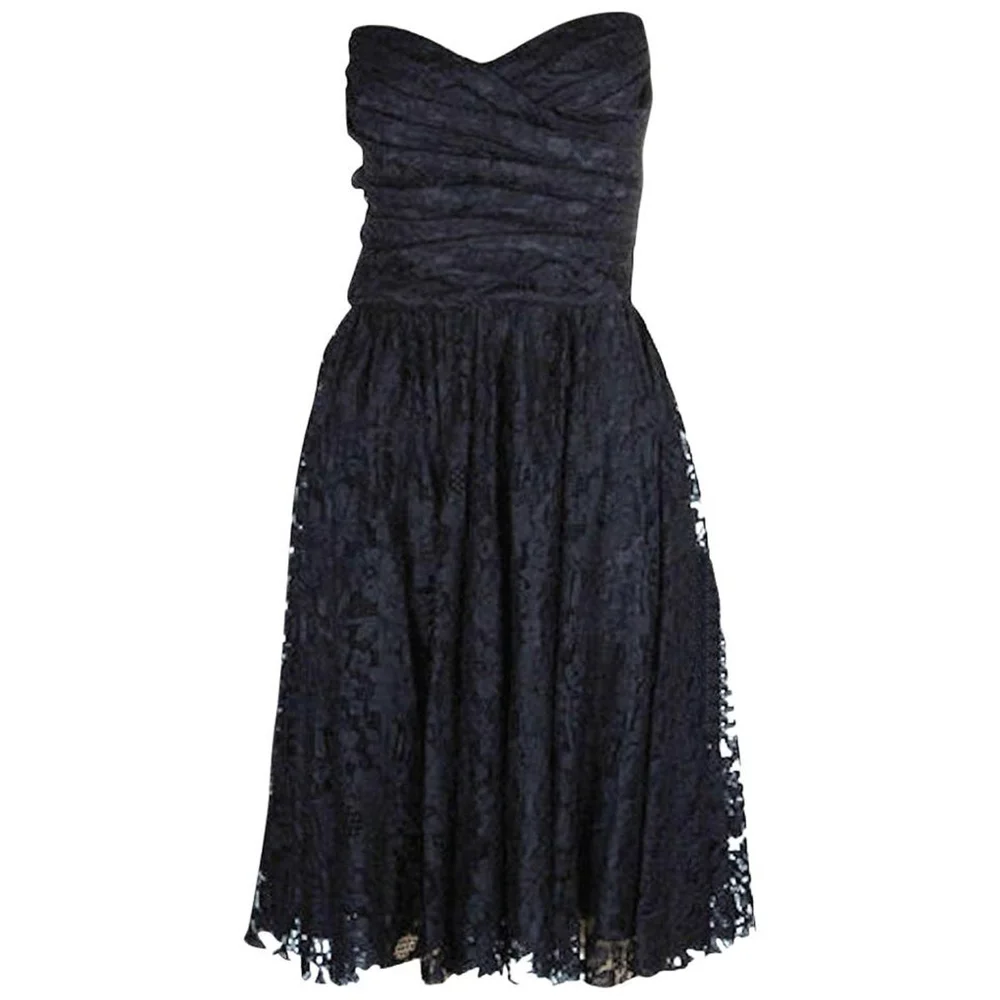 Unworn Dolce & Gabbana Strapless Black Corset Bustier Lace Cocktail Dress 42