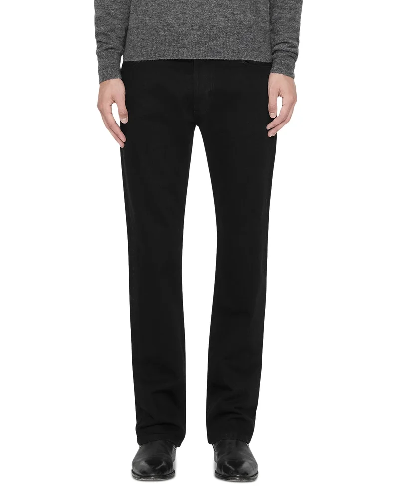 Cotton Blend Regular Bootcut Fit Jeans in Black