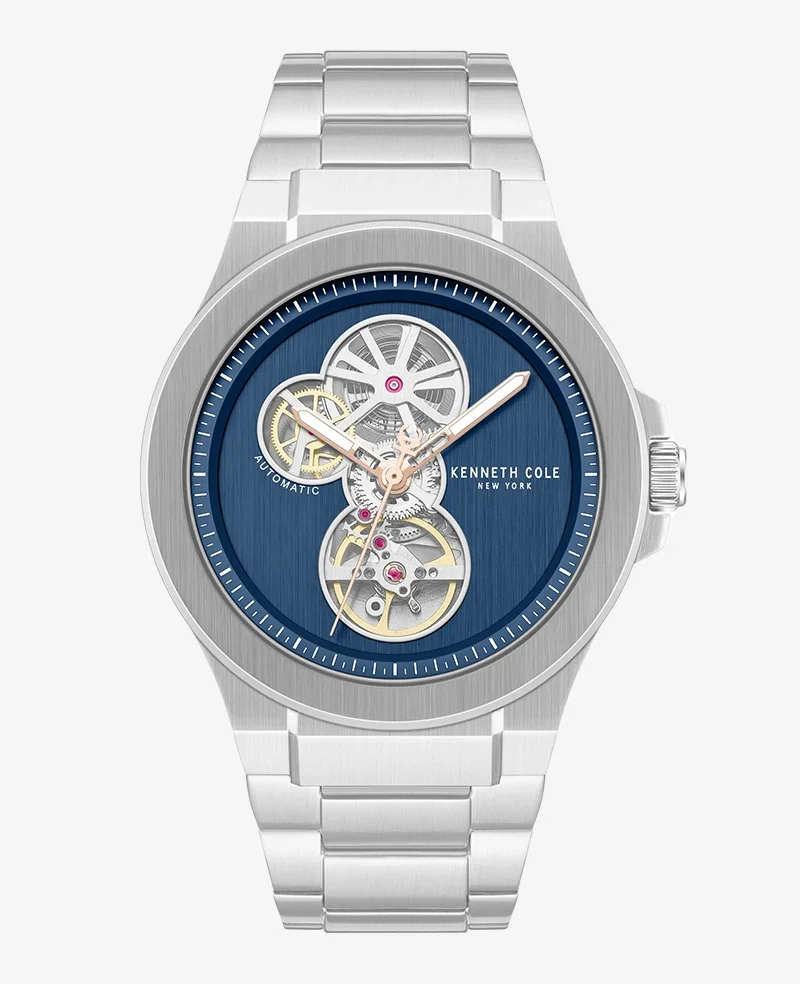 Skeleton Automatic Gunmetal Dial Stainless Steel Bracelet Watch