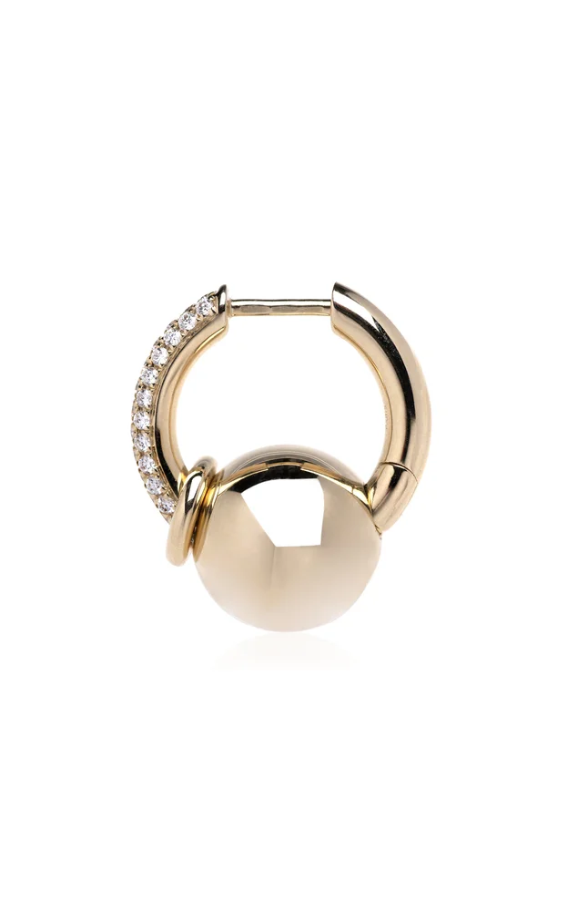 Piercing Large 14K Yellow Gold Diamond Single Earring