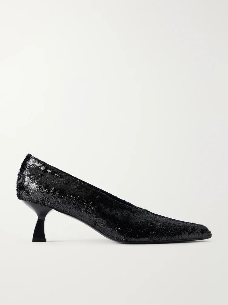 Dona 50 coated velvet pumps