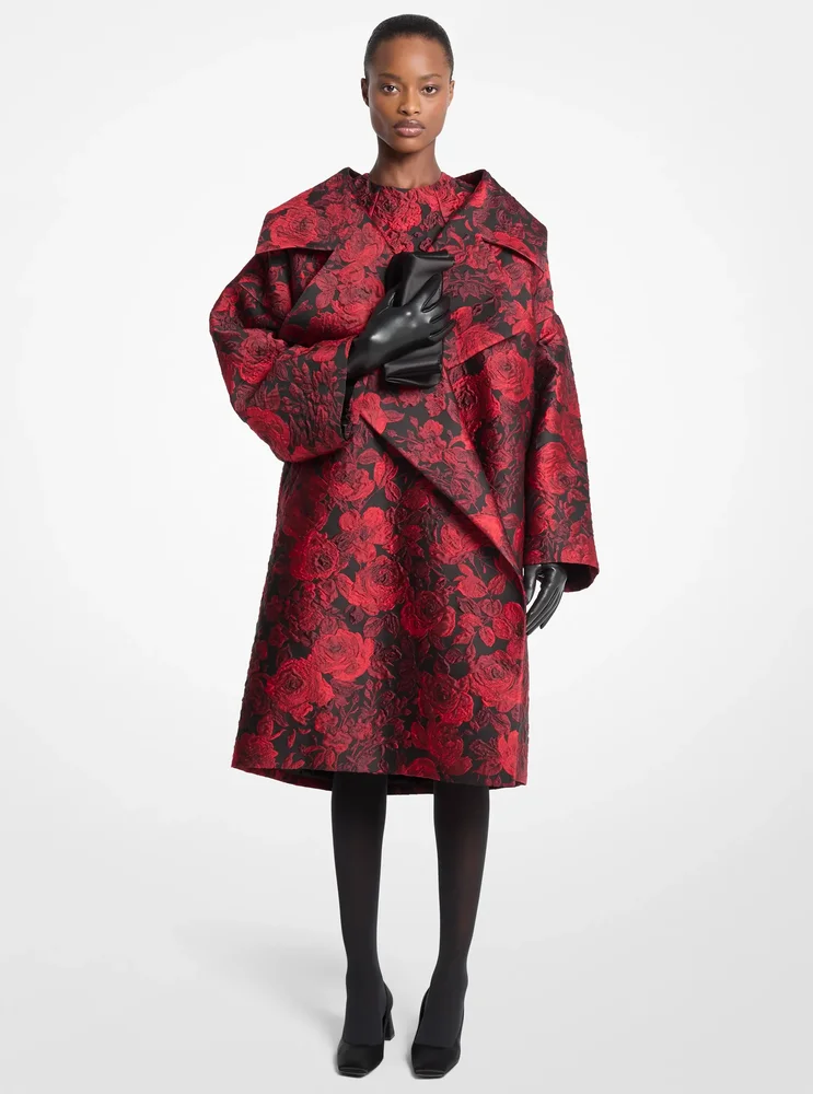 Rose Floral Jacquard Clutch Coat