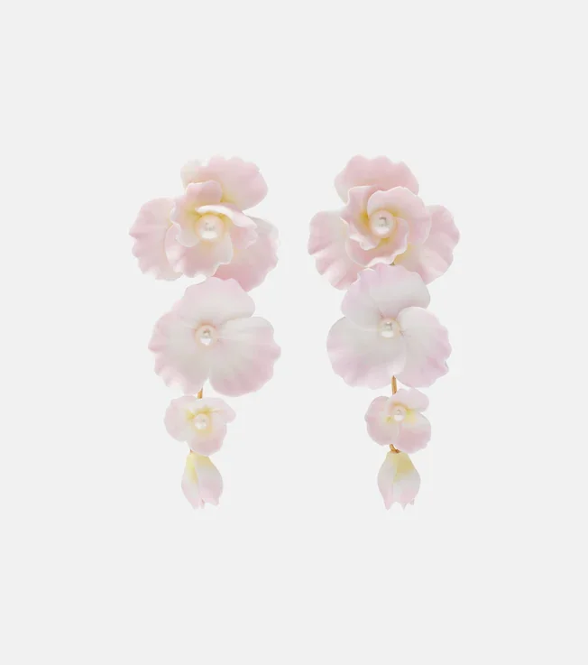 Mariam embellished floral drop earrings