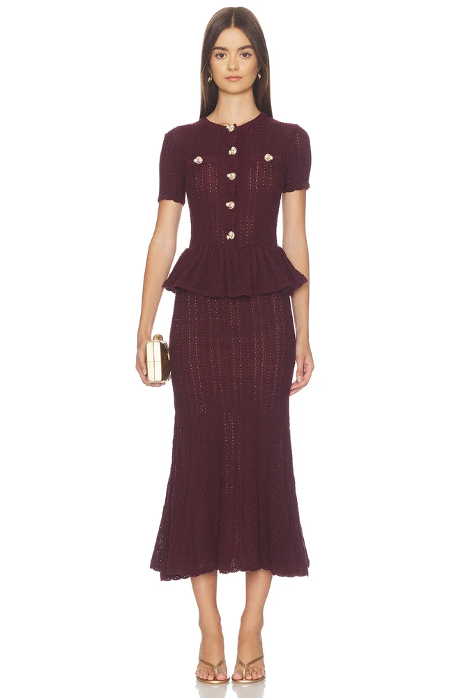 Linen Peplum Midi Dress