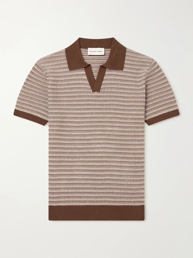 Rino Striped Cotton and Cashmere-Blend Polo Shirt