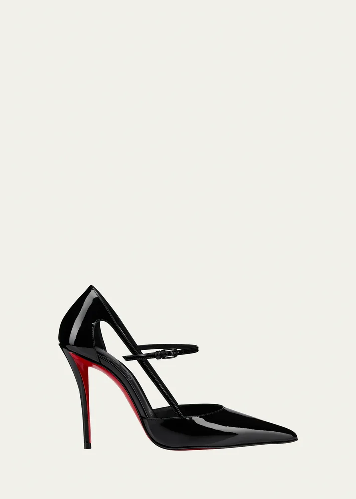 Miss Z Strap Patent Red Sole Pumps