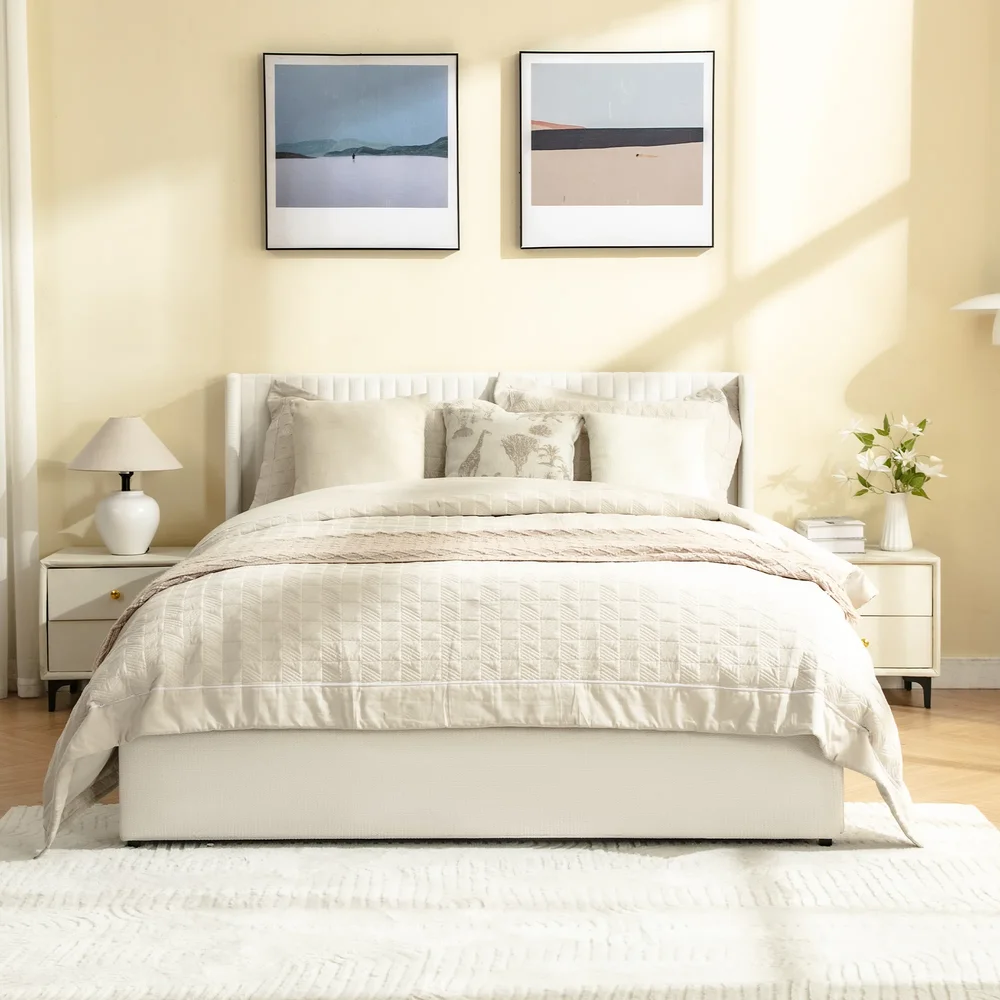 Platform 4-Drawer Storage Bed with Wingback Headboard