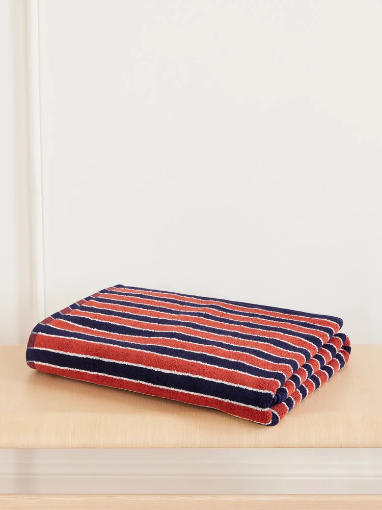 Helena striped organic cotton-terry beach towel