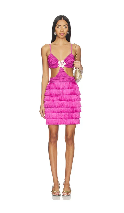 Amethyst Fringe Mini Dress PatBO