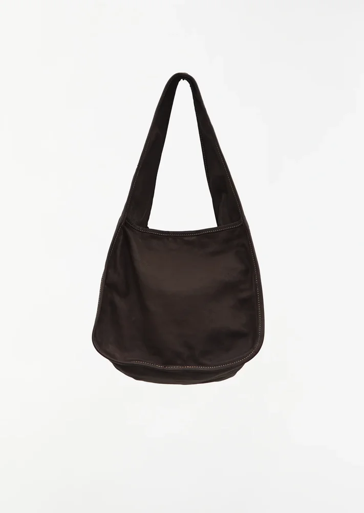 Leather Hobo Leather Bag - Dark Brown