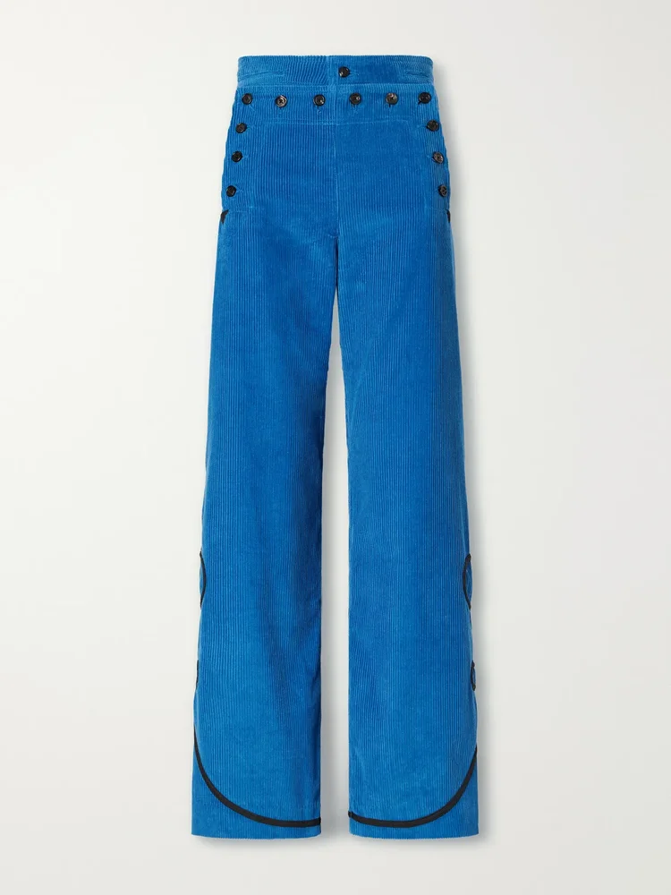 Stagecoach embroidered cotton-corduroy wide-leg pants