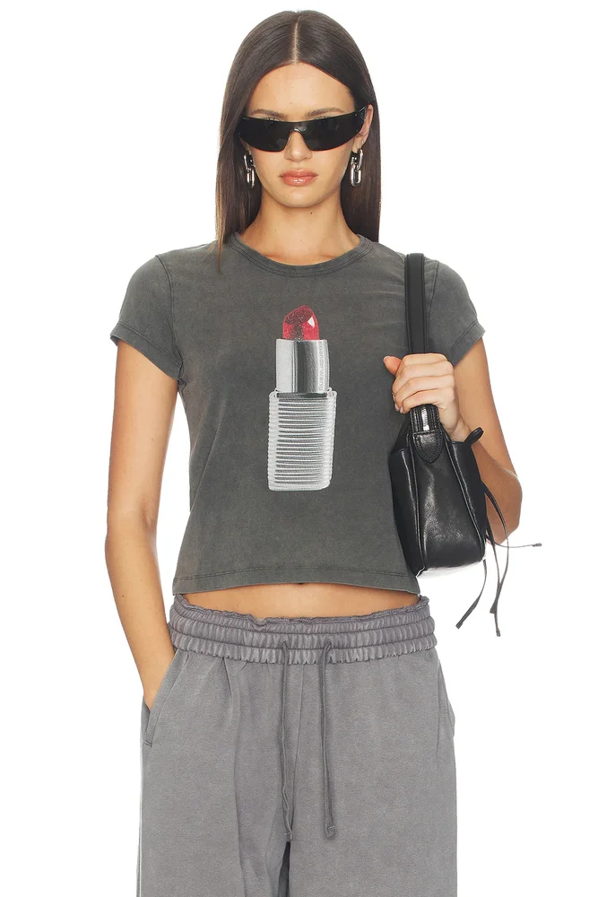 Baby Tee With Lipstick Graphic