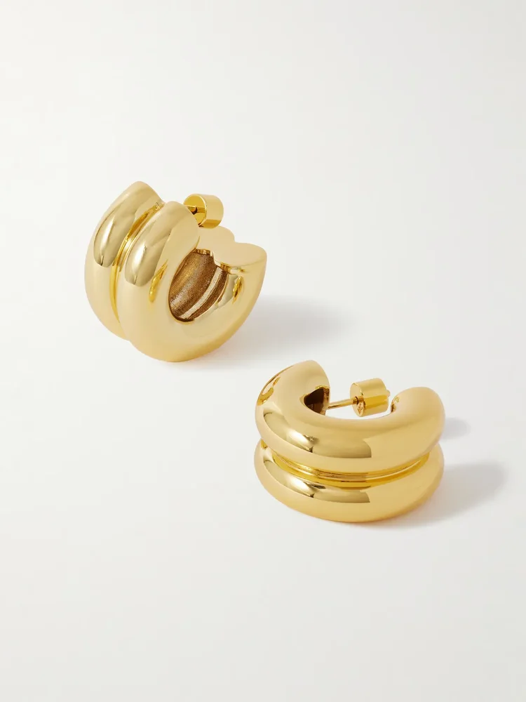 Double gold-plated hoop earrings