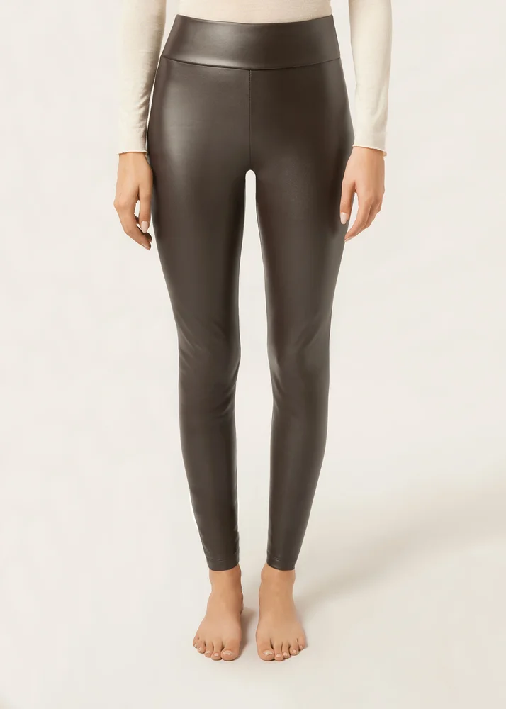 Faux Leather Thermal Leggings