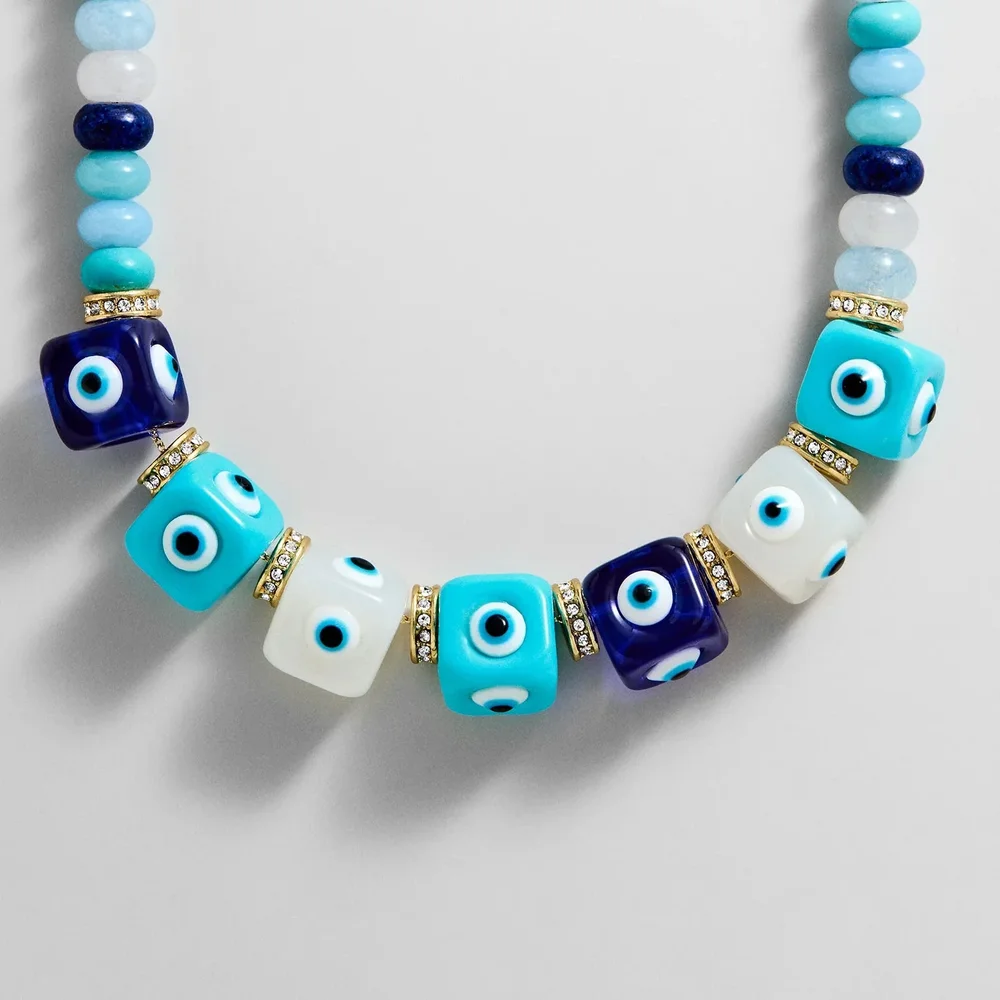 BaubleBar Ojo Semi-Precious Evil Eye Necklace - Blue Multi