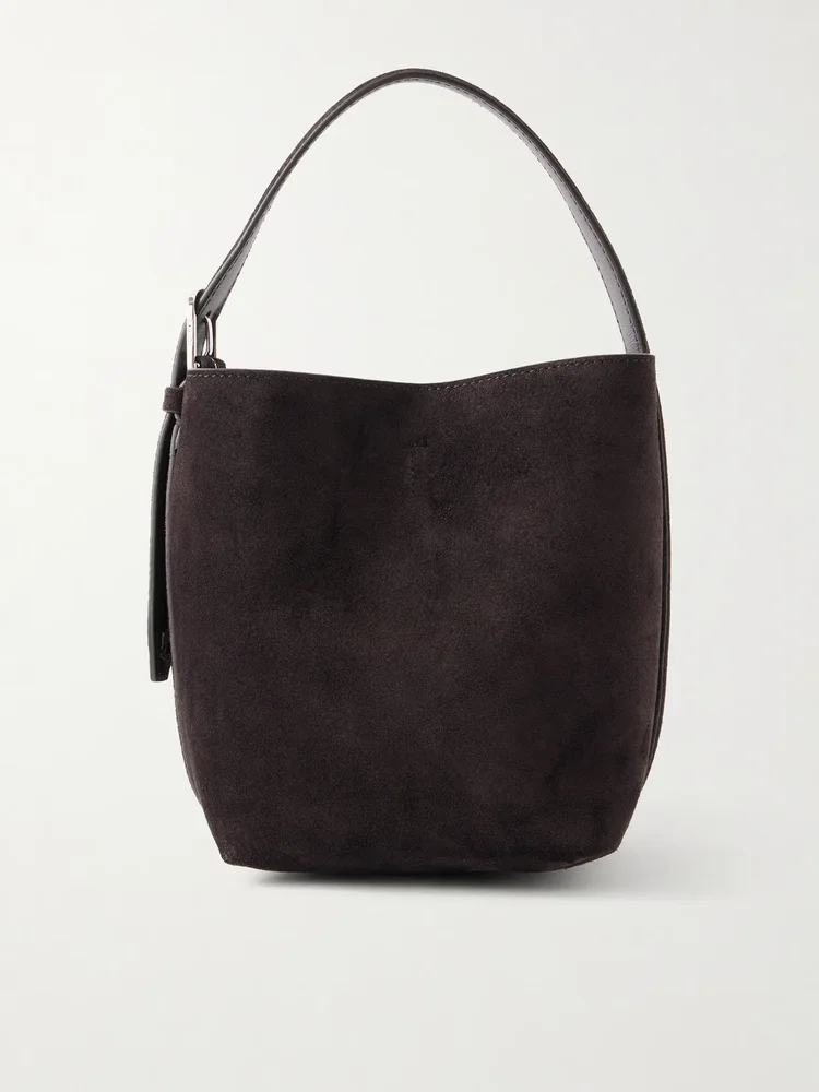 Belted suede tote