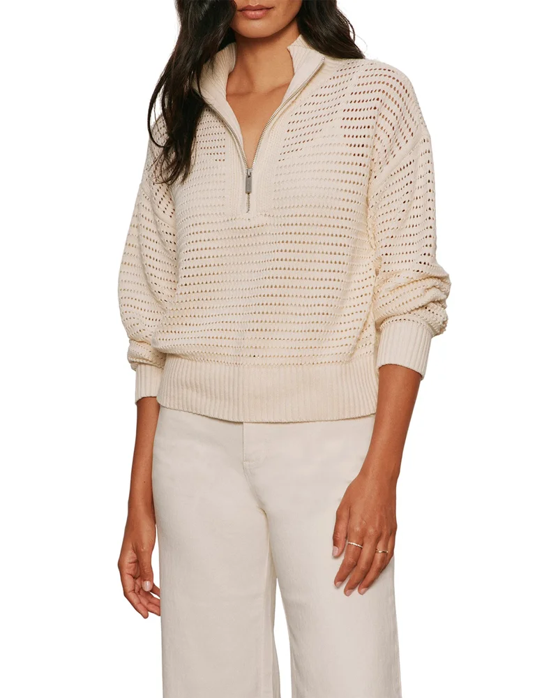 Quarter Zip Openwork Sweater
