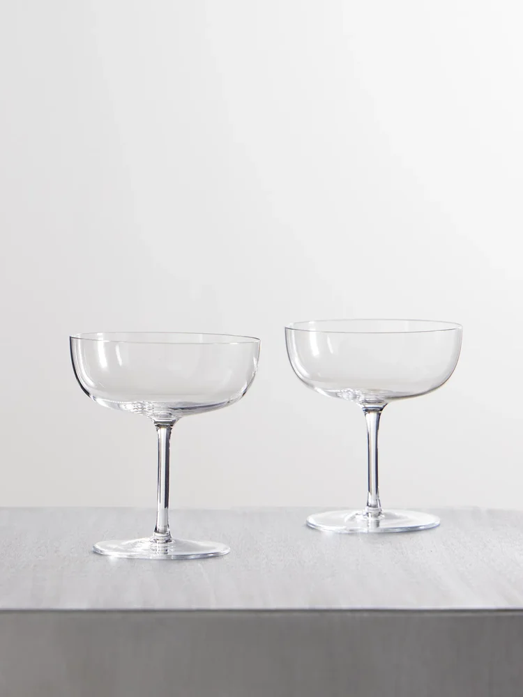 Set of two crystal glass champagne coupes