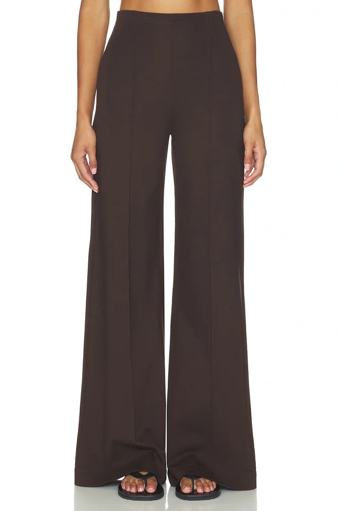 Ponte Knit Long Wide Leg Pant