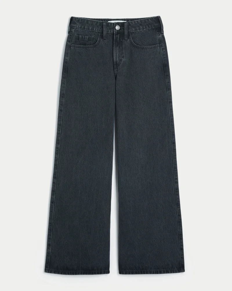 High-Rise Wide-Leg Jeans (washed black)