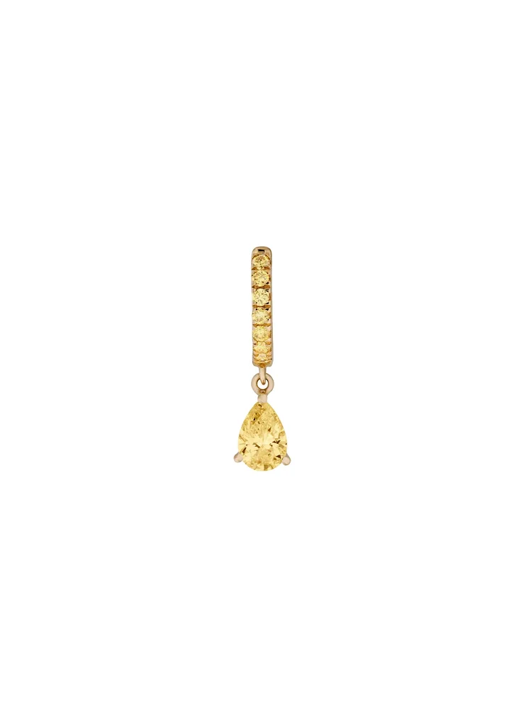 Pavé Pear-Drop Huggie Earring in Lab Yellow Sapphire, 18K Gold Vermeil
