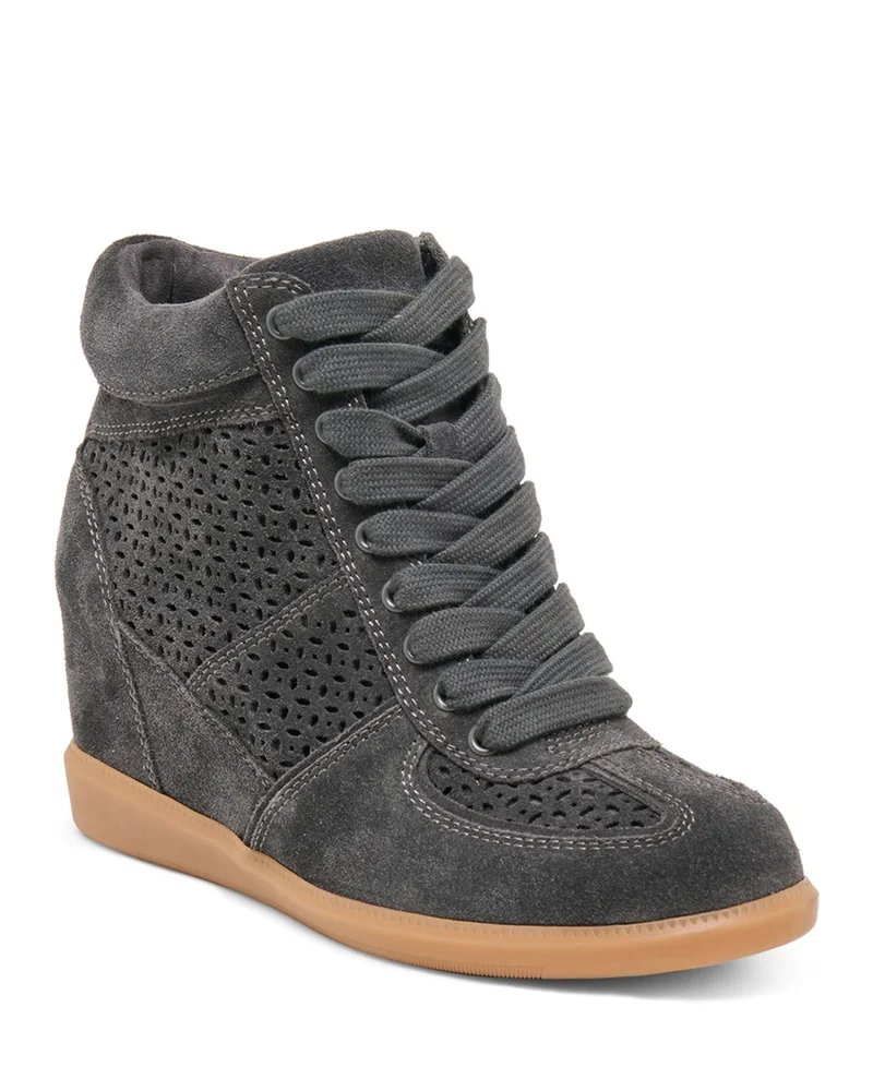 Irlah Perforated Suede Wedge Sneakers