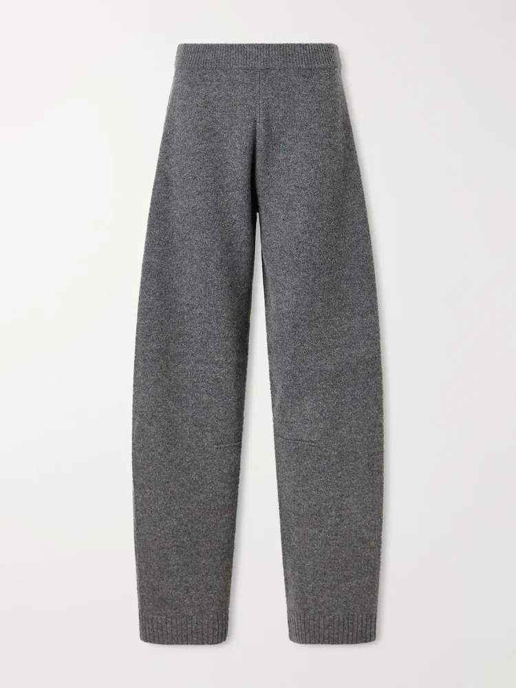 Brushed wool and cashmere-blend barrel-leg pants