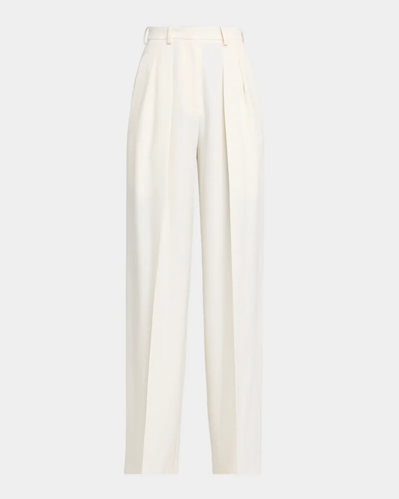 Pleated High-Rise Wool Pants