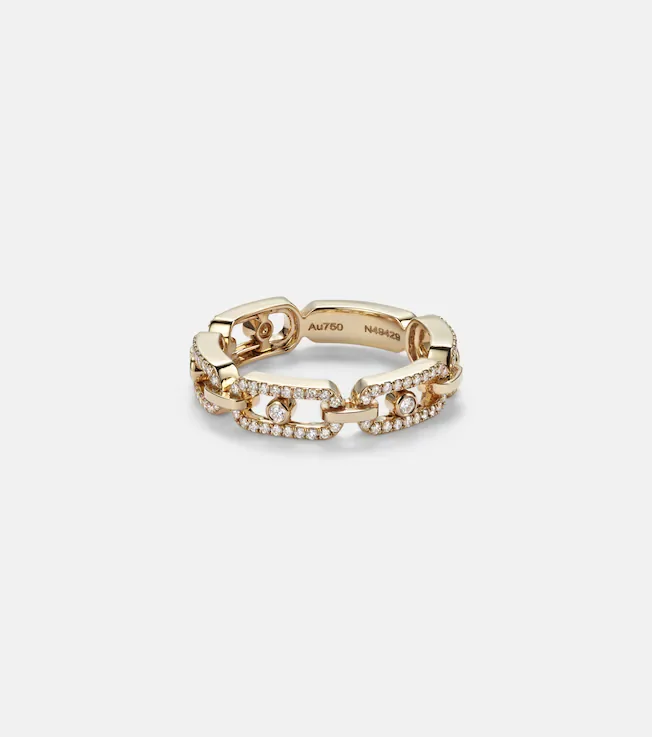 Move Link 18kt gold ring with diamonds