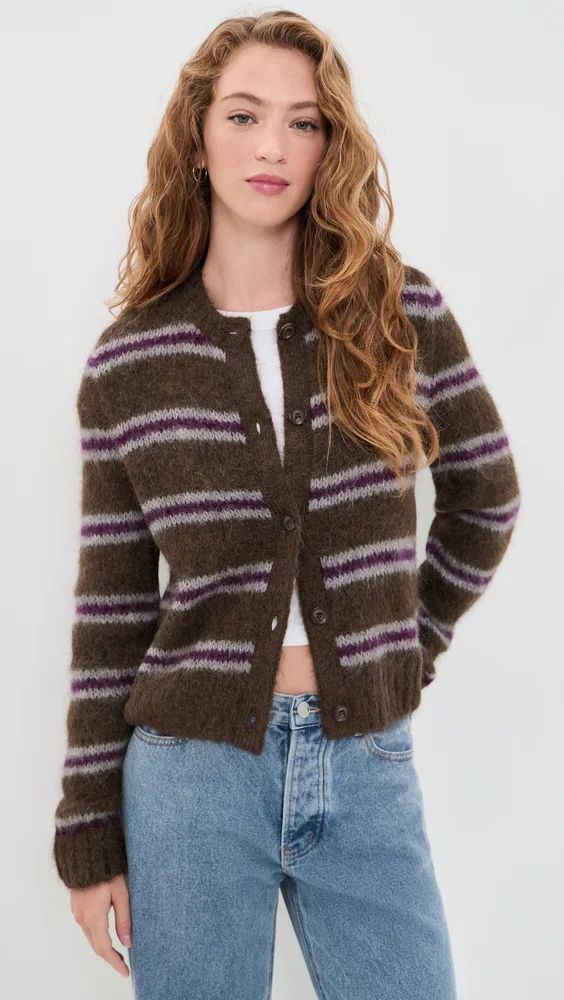 Bordeaux Stripe Timber Cardigan