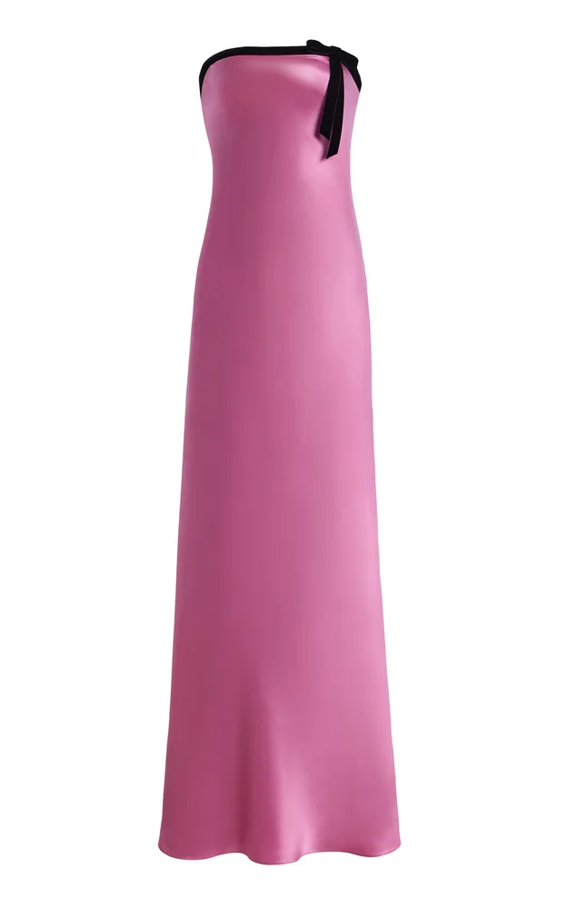 Exclusive Strapless Silk Satin Maxi Dress