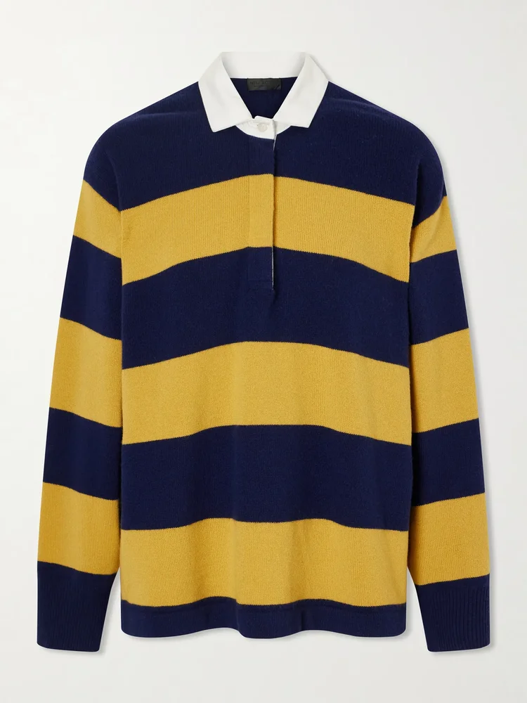 rashida striped wool and cashmere blend polo sweater