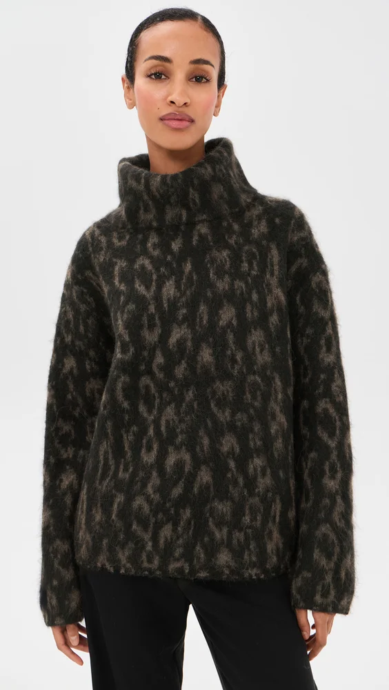Oversized Turtleneck Jacquard Sweater