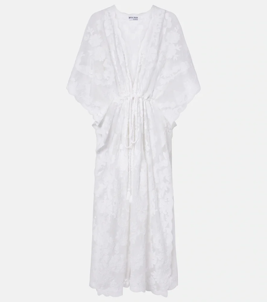 Embroidered sheer cotton kaftan