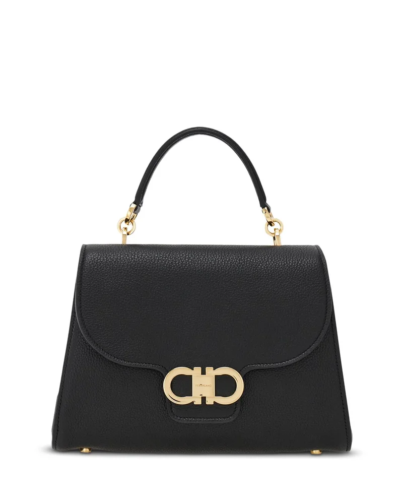 Double Gancino Small Leather Top Handle Bag