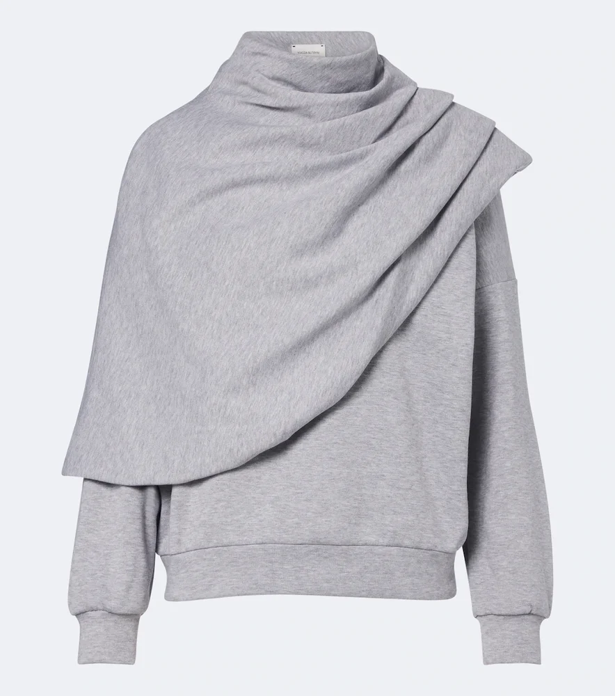 Draped cotton-blend jersey sweatshirt