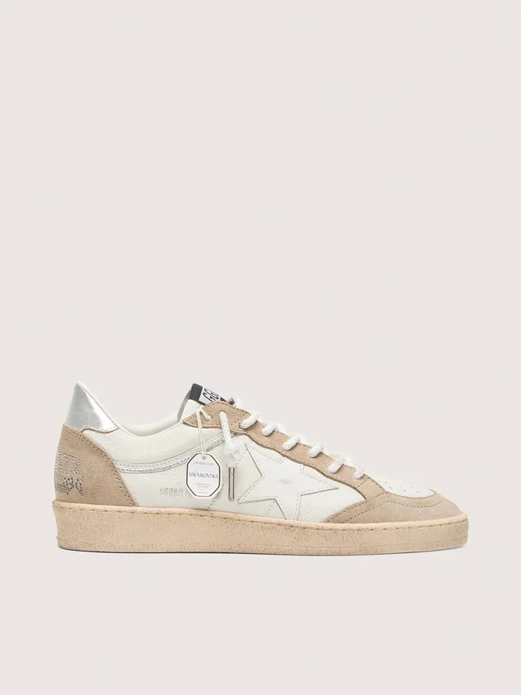 Women's Ball Star LTD in white leather and beige suede with white star