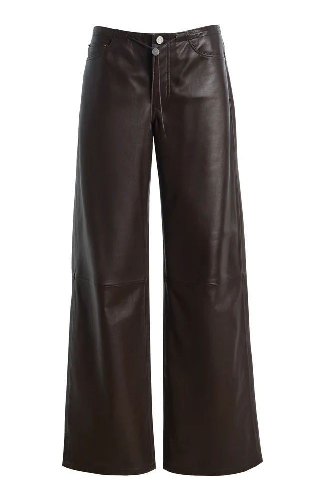 Cool Low-Rise Leather Wide-Leg Pants