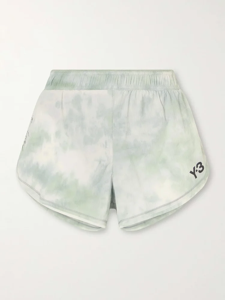 + Y-3 printed frayed lightweight shorts